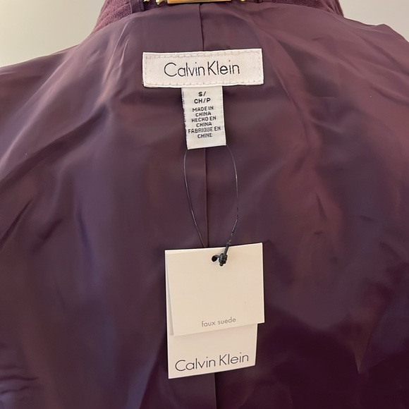 Calvin Klein NWT Faux Suede jacket size small Merlot /plum - Picture 8 of 13